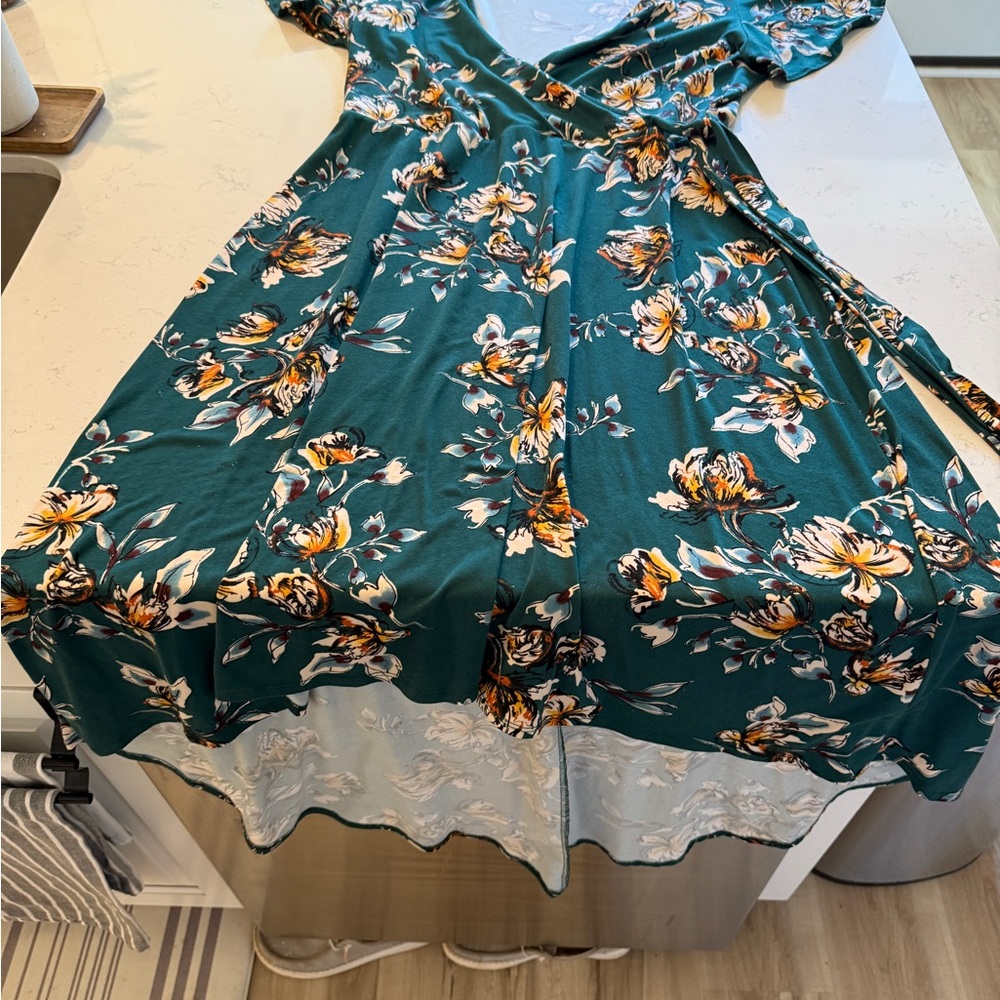 Emerald Green Floral High Low Dress